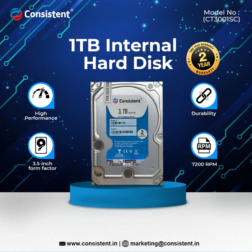Consistent 1TB SATA Internal Hard Drive, 3.5"