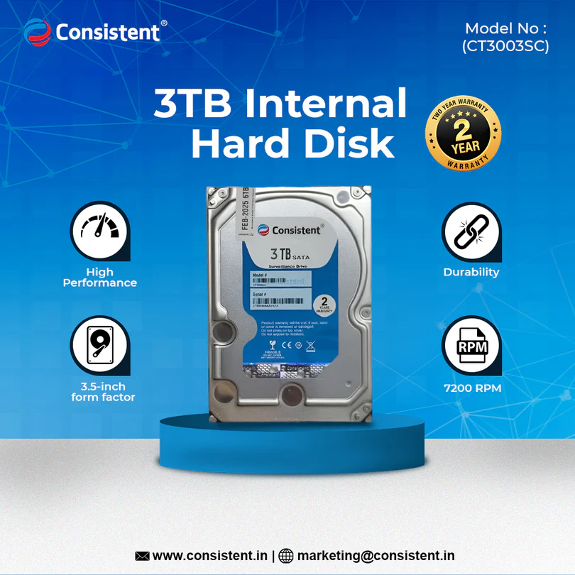 Consistent 3TB SATA Internal Hard Drive, 3.5"